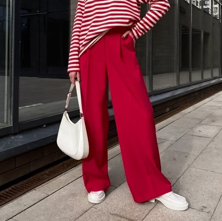 Autumn On The New Women's Fashion Temperament Sense Of Loose High Waist Wide Legs Long Pants With Casual Pants