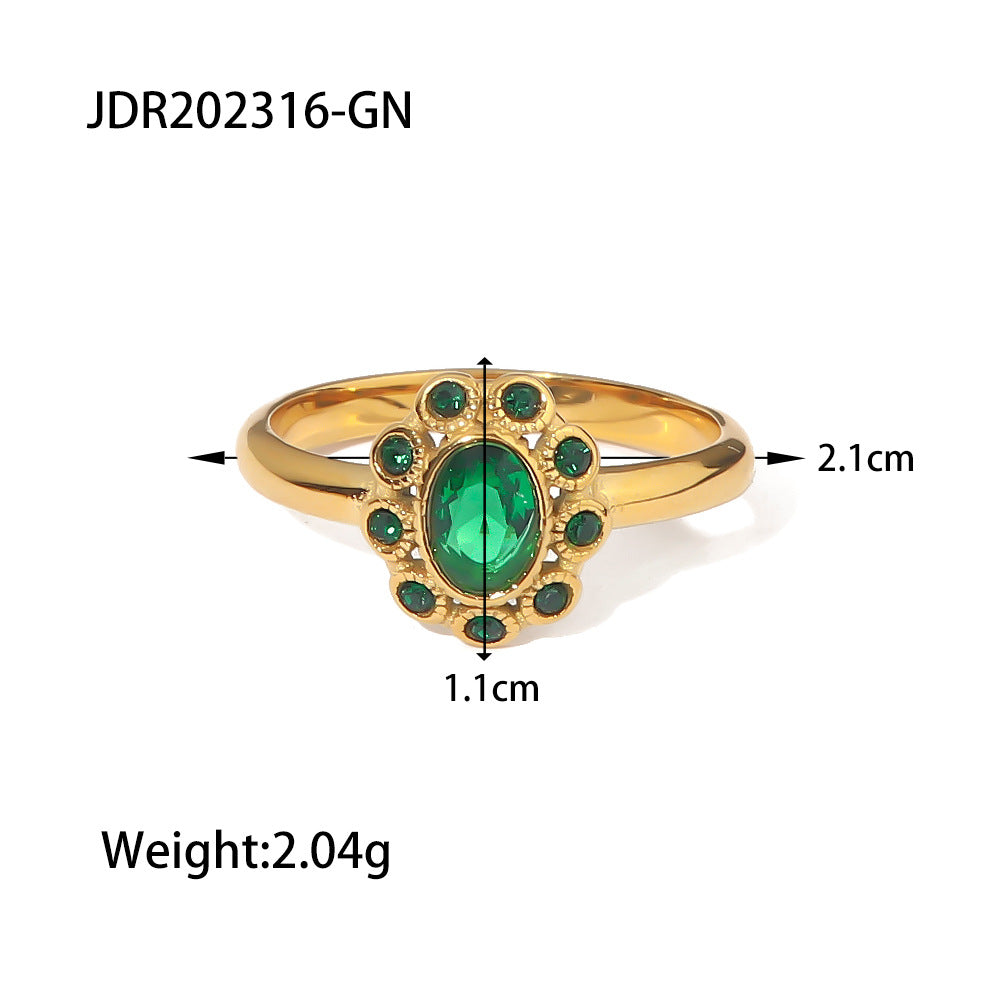 5 pcs Fashion Zircon Ring 18K Gold Plated Stainless Steel Ring Jewelry for Women