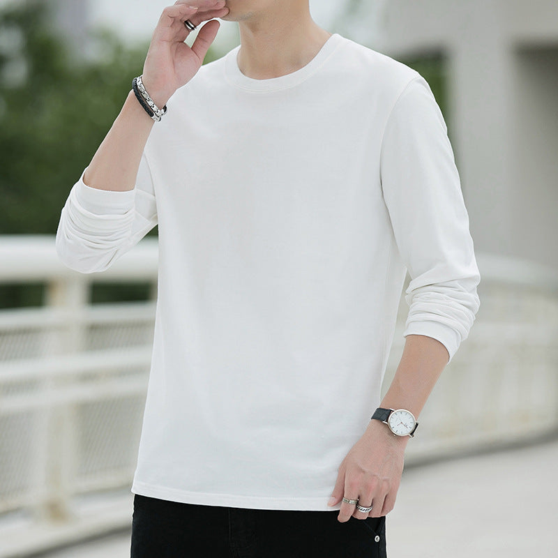 New Autumn Cotton Long-Sleeved T-Shirt Men's Trend Base Shirt Autumn Shirt On Clothing Loose Hoodie Men's Clothing