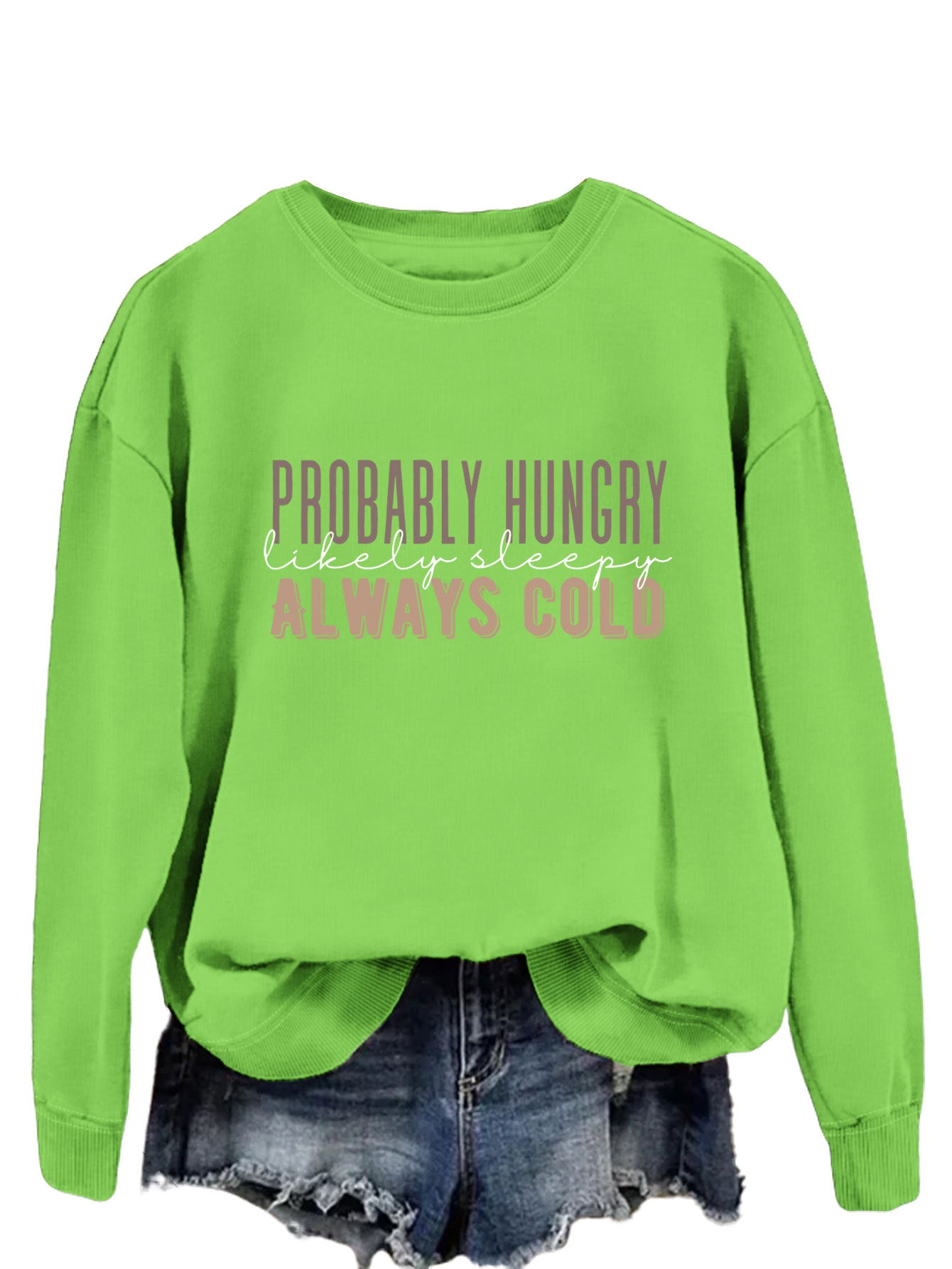 Trendy Tops Are Probably Hungry For Fun Printed Long-Sleeved Hoodies