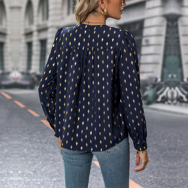 New Autumn New Women's Long Sleeve Hot Stamping Women's Shirt