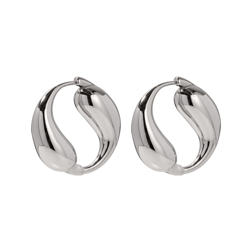 5pcs Temperament Fashion Steel Color Stainless Steel O-Shaped Earrings Earrings Earrings Titanium Steel Accessories