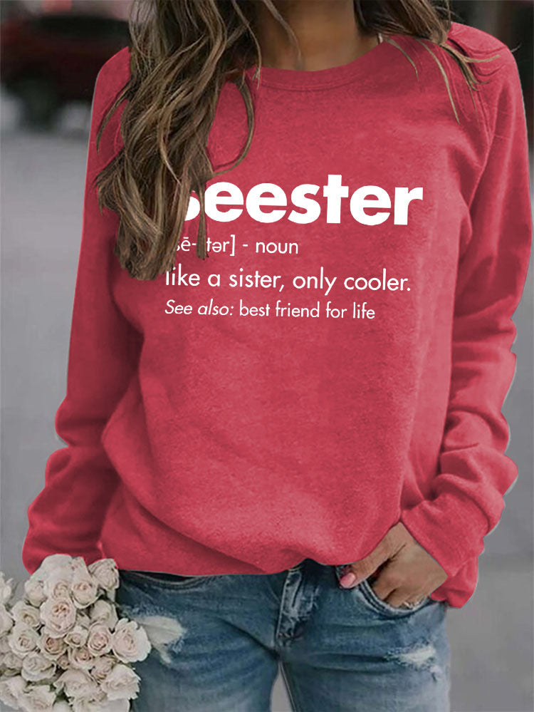 Crew-Neck Fashion Letter Women's Top Long-Sleeved Seester Se Loose Print Hoodie