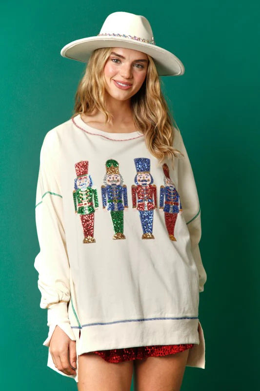 New Women's Christmas Sweet Sequthickened Long Sleeve Hoodie