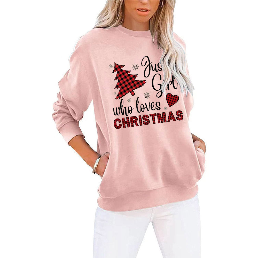 Autumn And Winter New Christmas Printed Hoodie Long-Sleeved Round Neck Hoodie