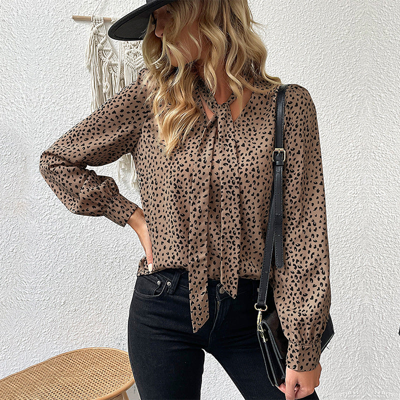 New Autumn New Fashion Women Long-Sleeved Leopard Shirt Women