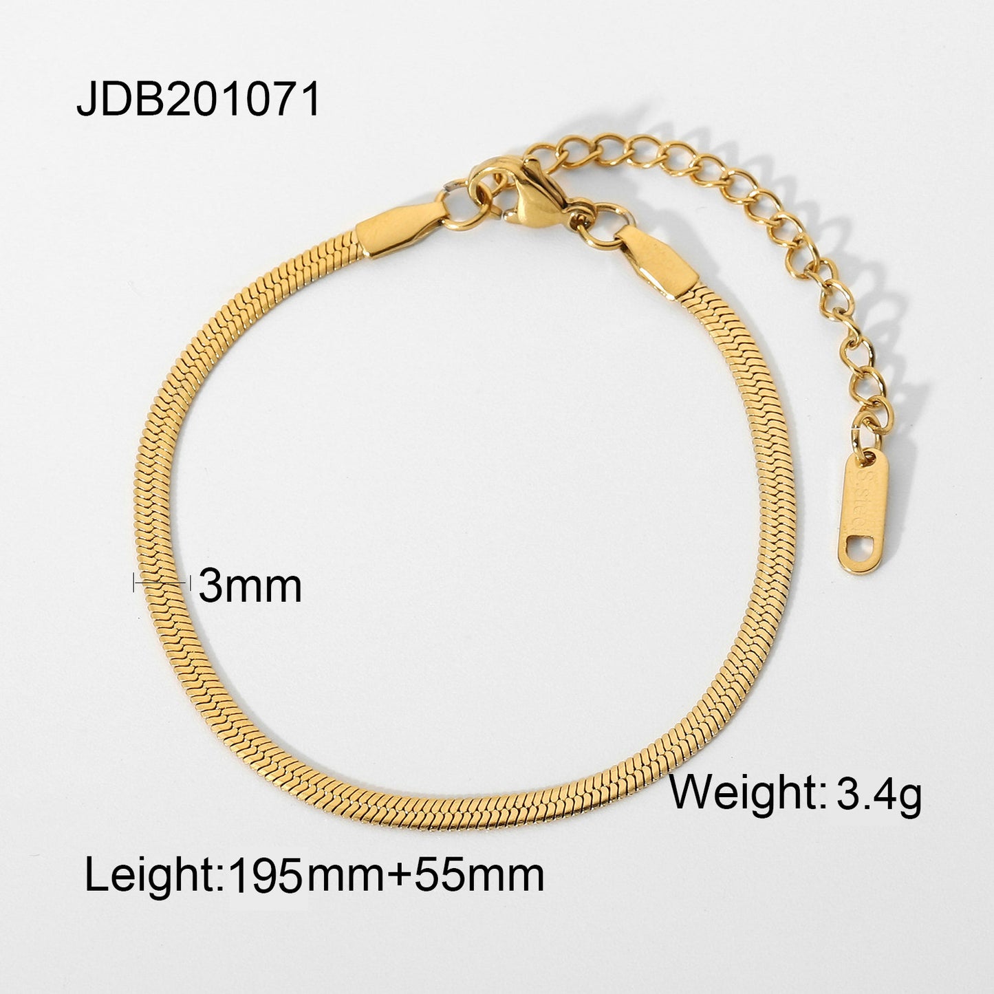 5pcs Metal Titanium Steel Bracelet Jewelry Stainless Steel Gold 3Mm Piece Chain Snake Chain Bracelet Bracelet Women