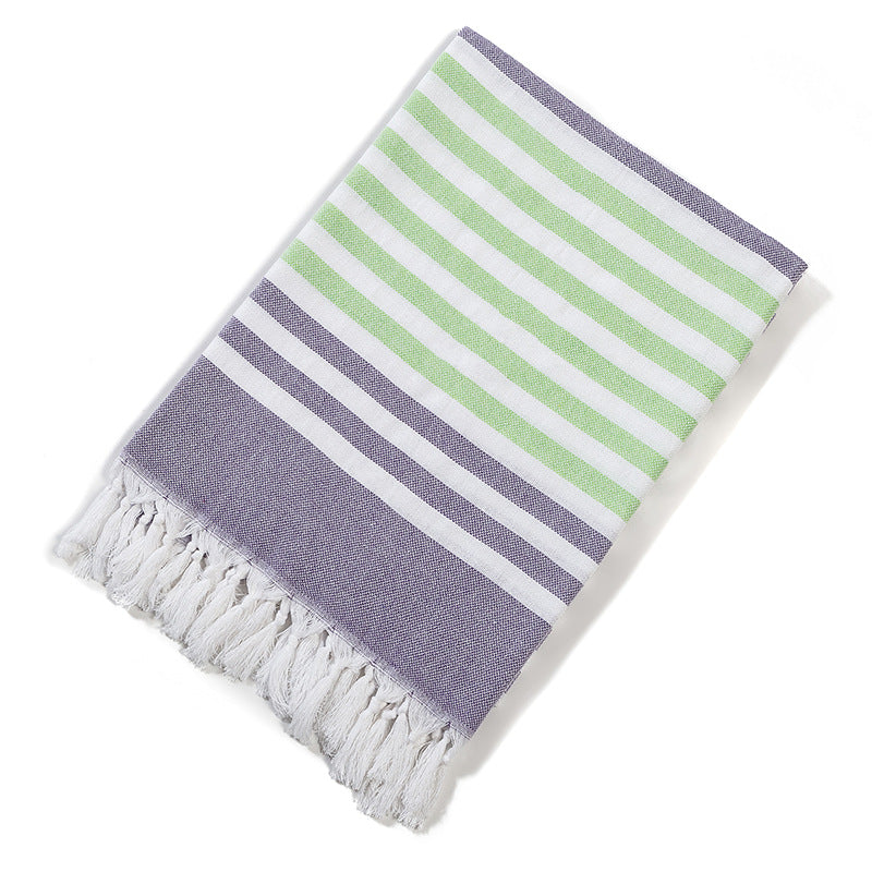 New Turkish Color Bath Towel Tassel Striped Yarn-Dyed Beach Towel Cotton Children's Towel Can Be Customized