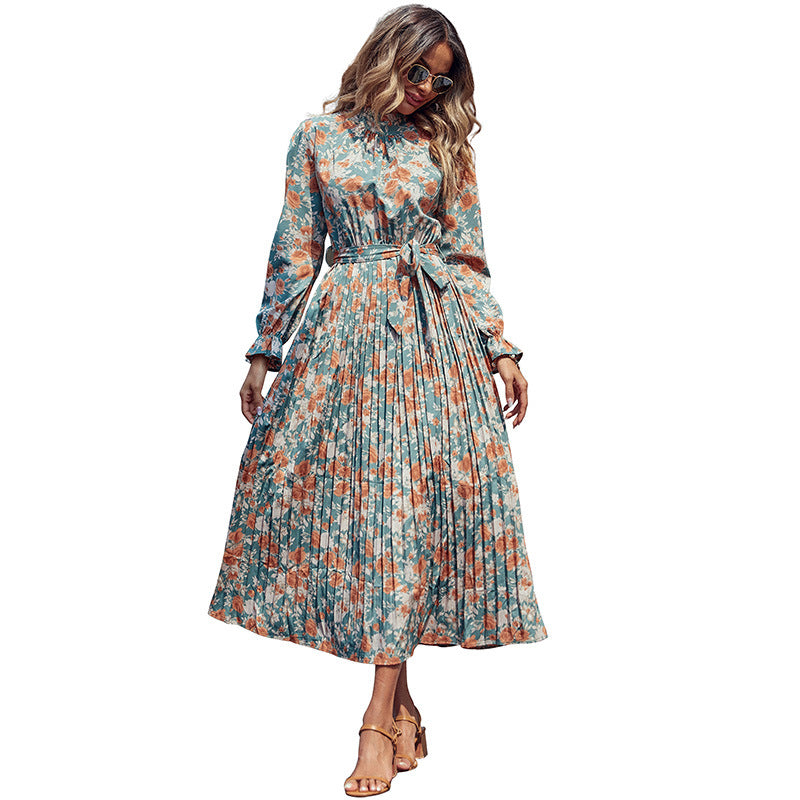 New Autumn And Winter New Women's Dress Printed Long High-Grade Sense