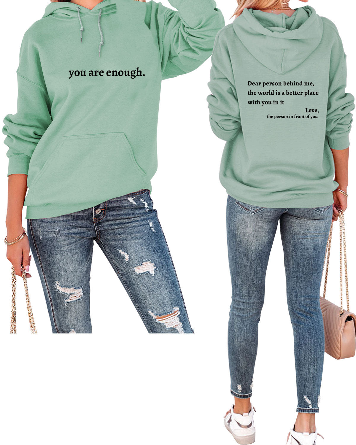 Dear Person Behind Me Simple Letter Print Casual Fashion Long-Sleeved Hooded Clothing