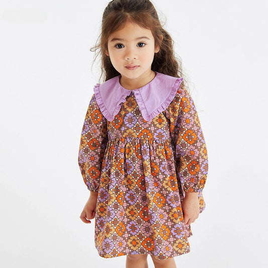 Long Sleeve Girls Dress In The Little Child Cotton Skirt Autumn Children's Dress