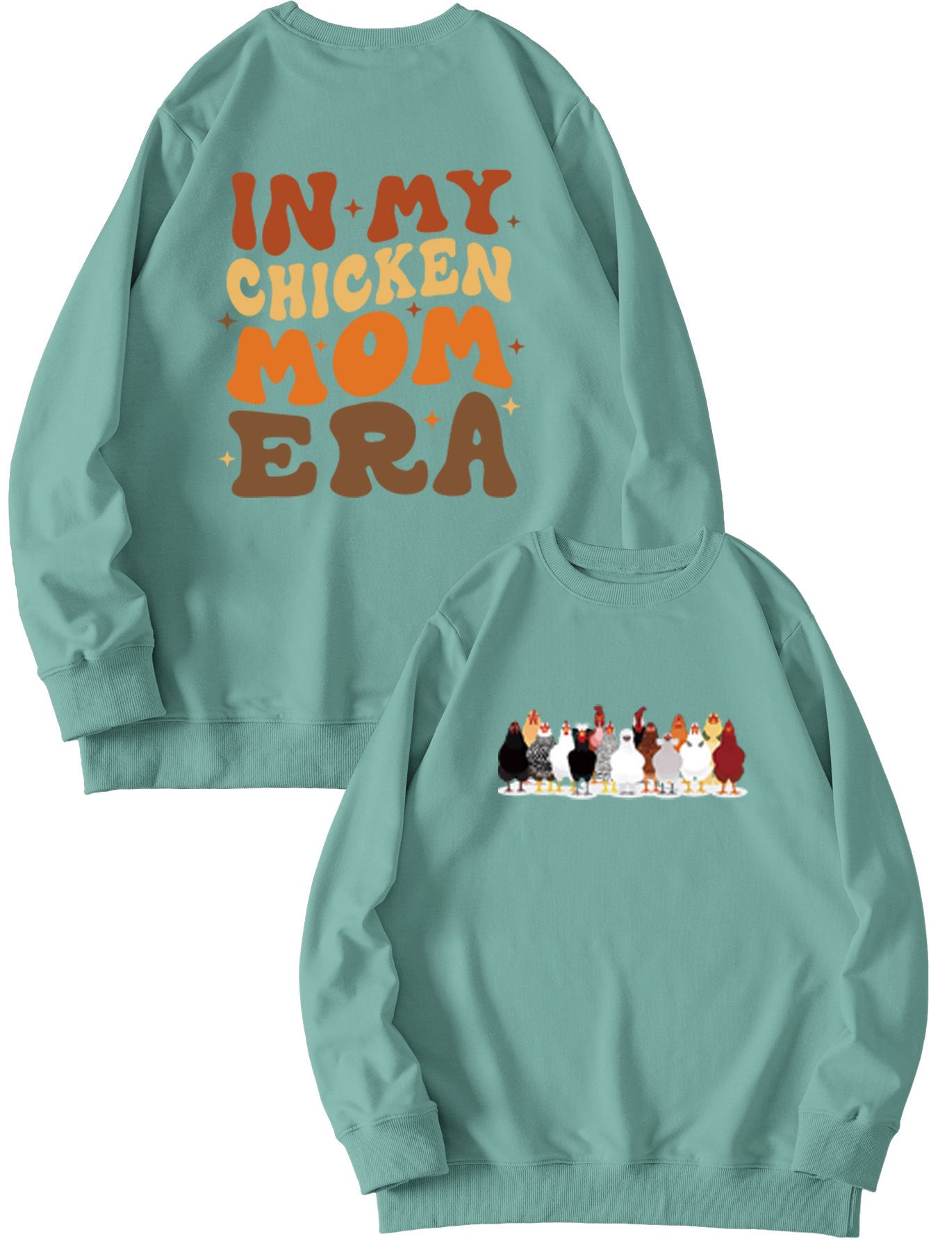 In My Chicken Mom Era Autumn Leisure Fun Double-Sided Printed Hoodie Pullover Long Sleeves