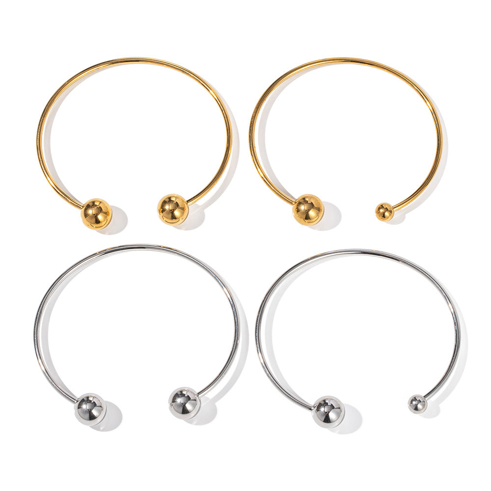 5pcs Design 18K Gold Plated Stainless Steel Open Ball Bracelet Jewelry