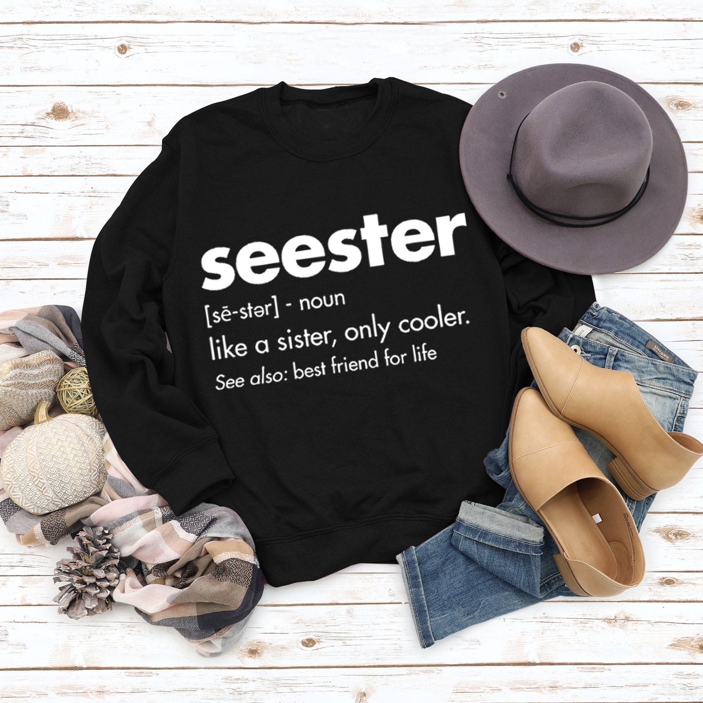 Crew-Neck Fashion Letter Women's Top Long-Sleeved Seester Se Loose Print Hoodie