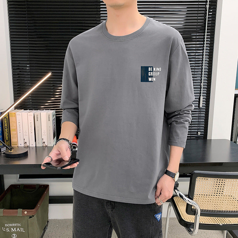 New Autumn Cotton Long-Sleeved T-Shirt Men's Trend Base Shirt Autumn Shirt On Clothing Loose Hoodie Men's Clothing