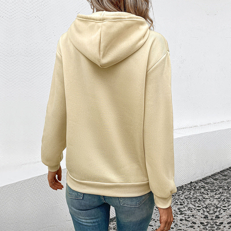 New Autumn New Women's Long Sleeve Solid Color Hoodie