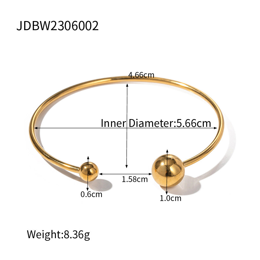 5pcs Design 18K Gold Plated Stainless Steel Open Ball Bracelet Jewelry