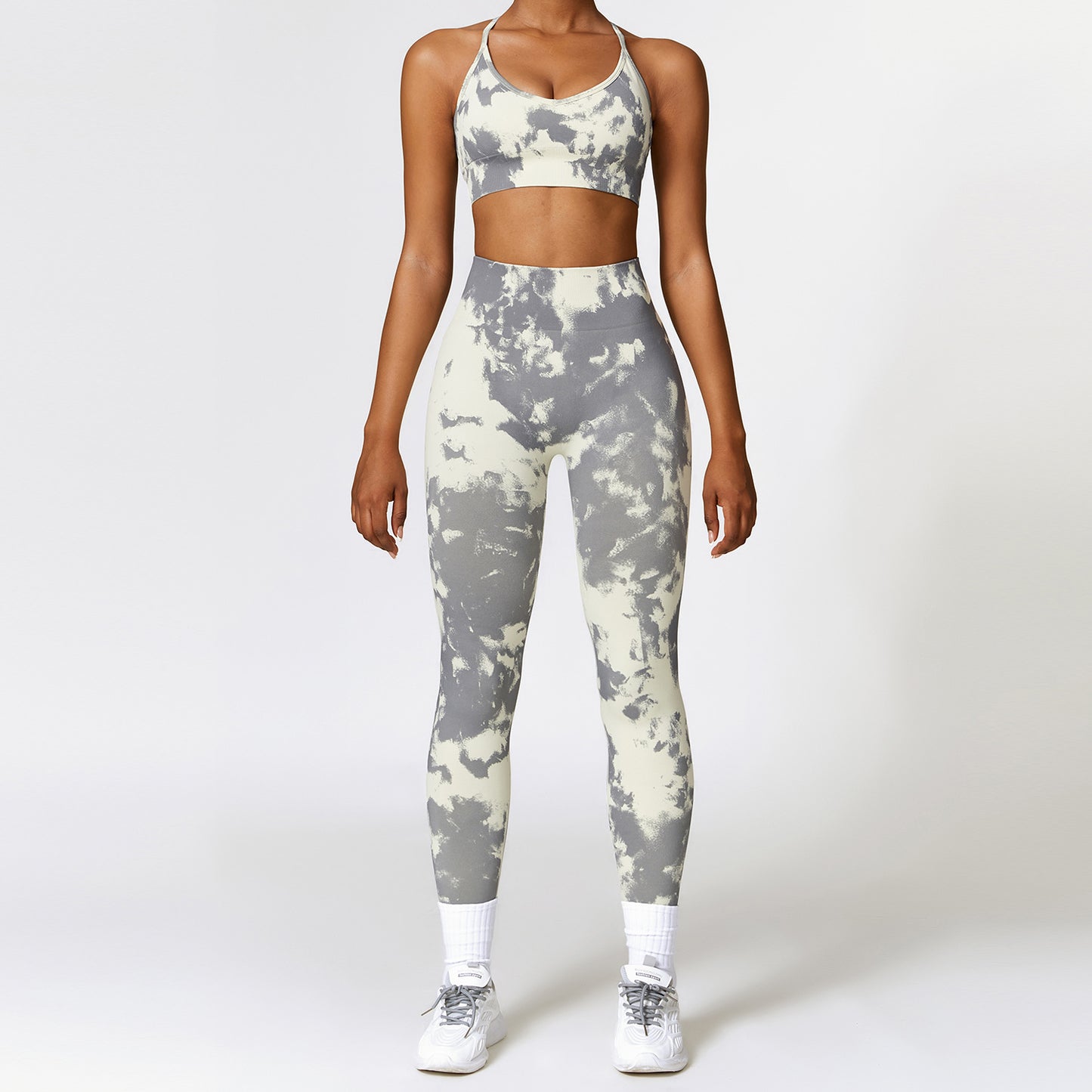 Camouflage Print Seamless Yoga Suit Quick Dry High Waist Running Fitness Tight Sports Suit