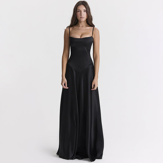 Fashion Women's Sexy Slip Dress Slim Backless Dress Black Dress Evening Gown