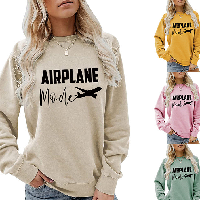 Airplane Letter Plus-Size Women's Fall And Winter Hoodie