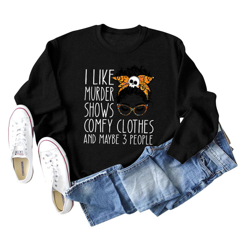 I Like Murder Shows Women's Crew-Neck Long-Sleeved Ebay Plus-Size Hoodie