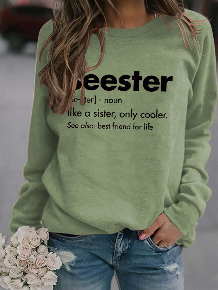 Crew-Neck Fashion Letter Women's Top Long-Sleeved Seester Se Loose Print Hoodie