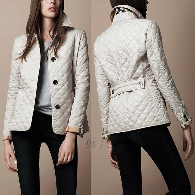 Popular Fashion Temperament Lapel Single-Breasted Slim-Fit Warm Spun Cotton Jacket