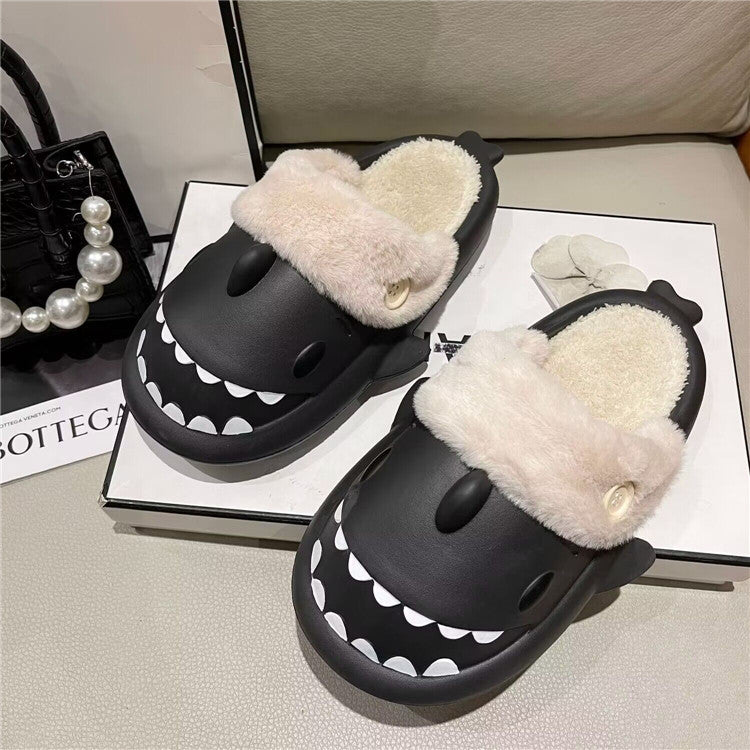 Lovely Cotton Slippers Autumn And Winter Indoor Warm Couple Female Slippers Shark Can Be Dismantled And Washed