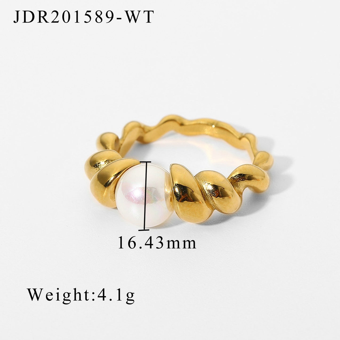 5pcs Light Luxury Niche Retro 18K Gold Plated Stainless Steel Ring Twist Ring Women Fashion Ring