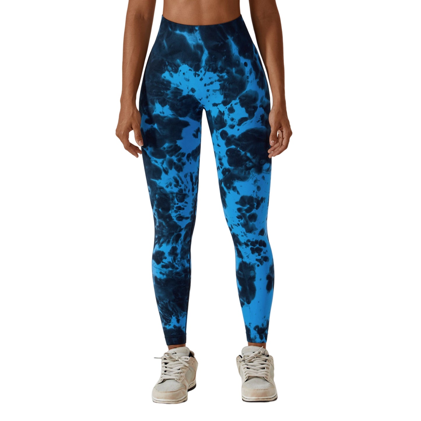 Tie-Dye Seamless High-Waisted Yoga Pants Peach Hip Lift Fitness Pants Running Sports Tight Pants