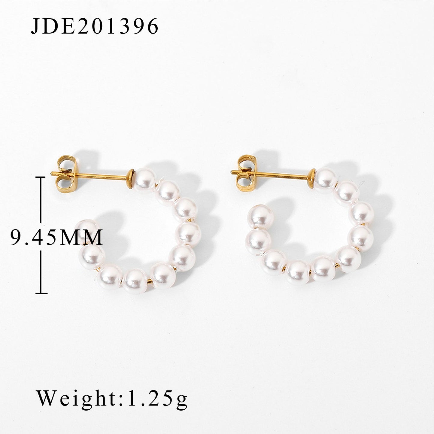 5pcs New Elegant Style 18K Gold Stainless Steel Stud Earrings C Pearl Earrings Fashion Simple Earrings For Women