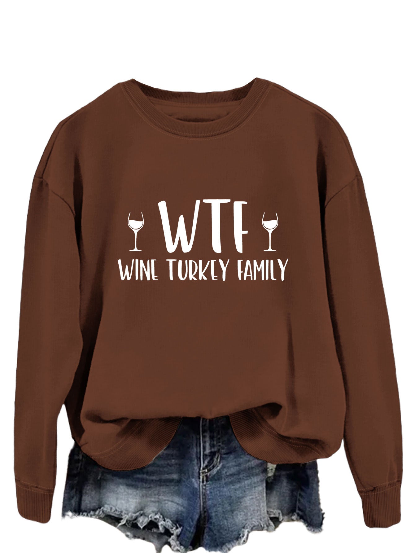 New Autumn And Winter Wtf Wine Turkey Family Hoodie Fashion Women's Long Sleeve Shirt