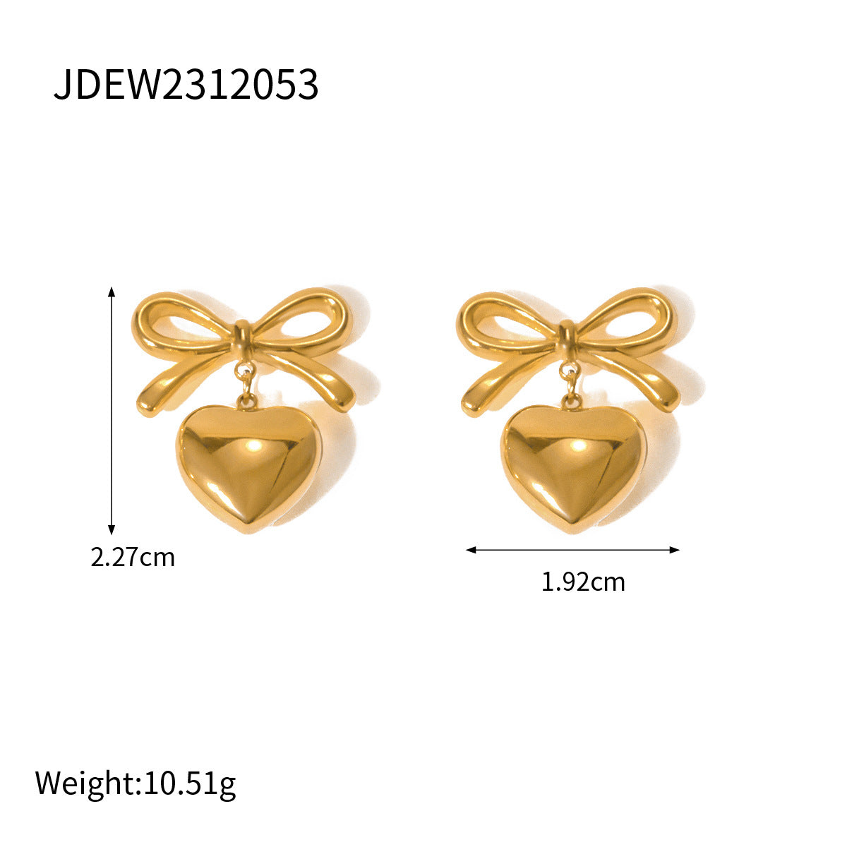 5pcs Elegant Style Fashion 18K Gold Stainless Steel Love Pendant Earrings Women's Titanium Steel Ear Accessories