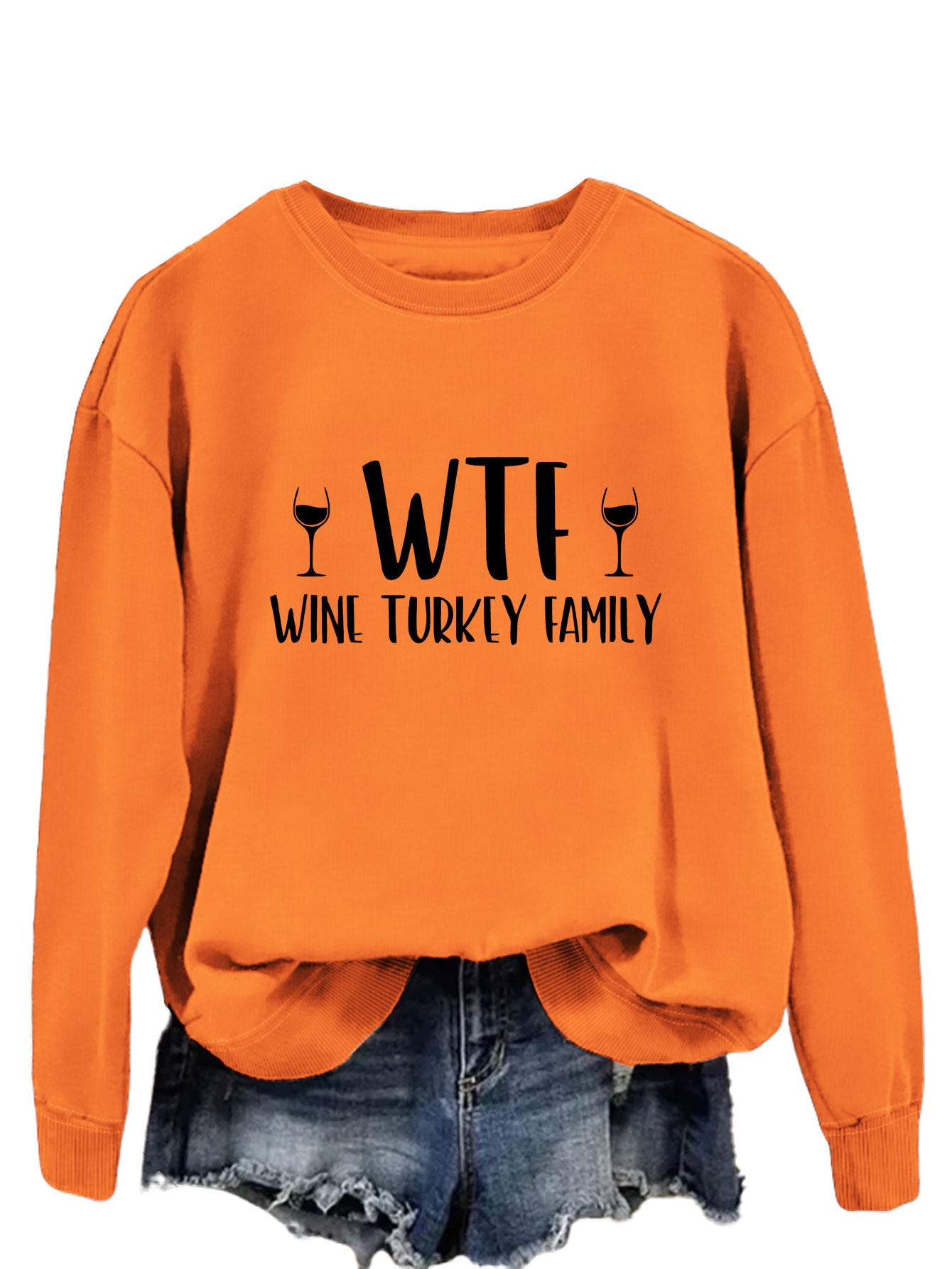 New Autumn And Winter Wtf Wine Turkey Family Hoodie Fashion Women's Long Sleeve Shirt