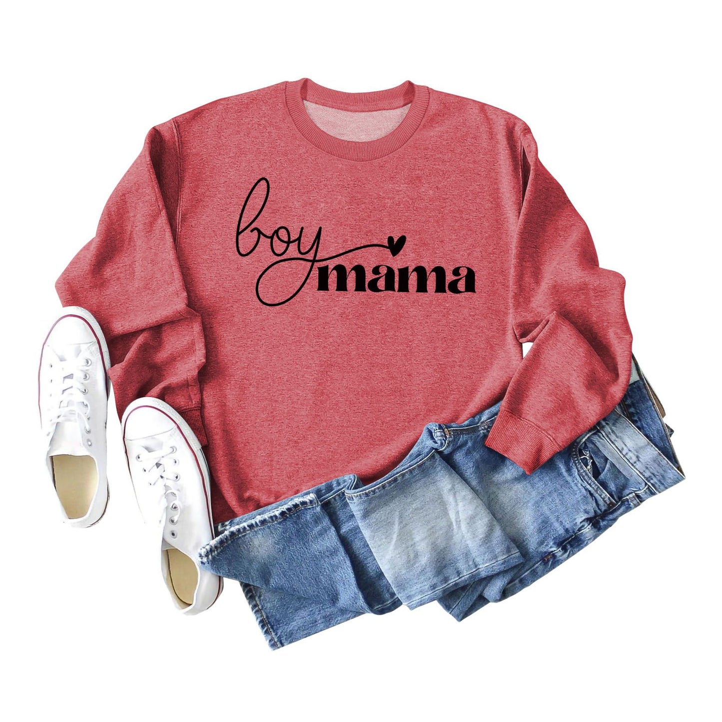 Boy Mama Simple Letters Ladies Fall Winter Hoodie Long Sleeves