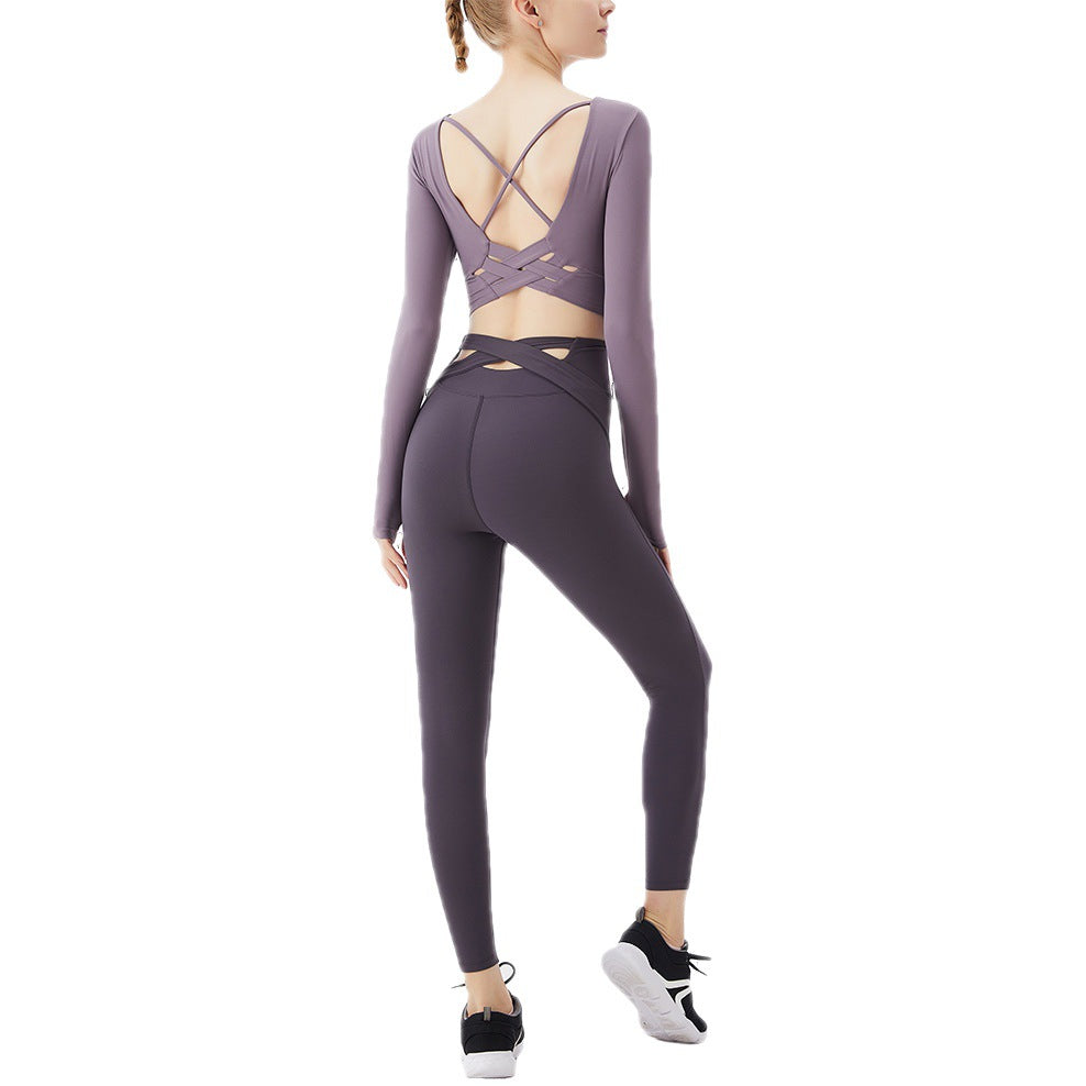 Autumn And Winter New Fitness Yoga Wear Women Quick Dry Naked High Elastic Sportswear Breathable Long Sleeve Yoga Suit