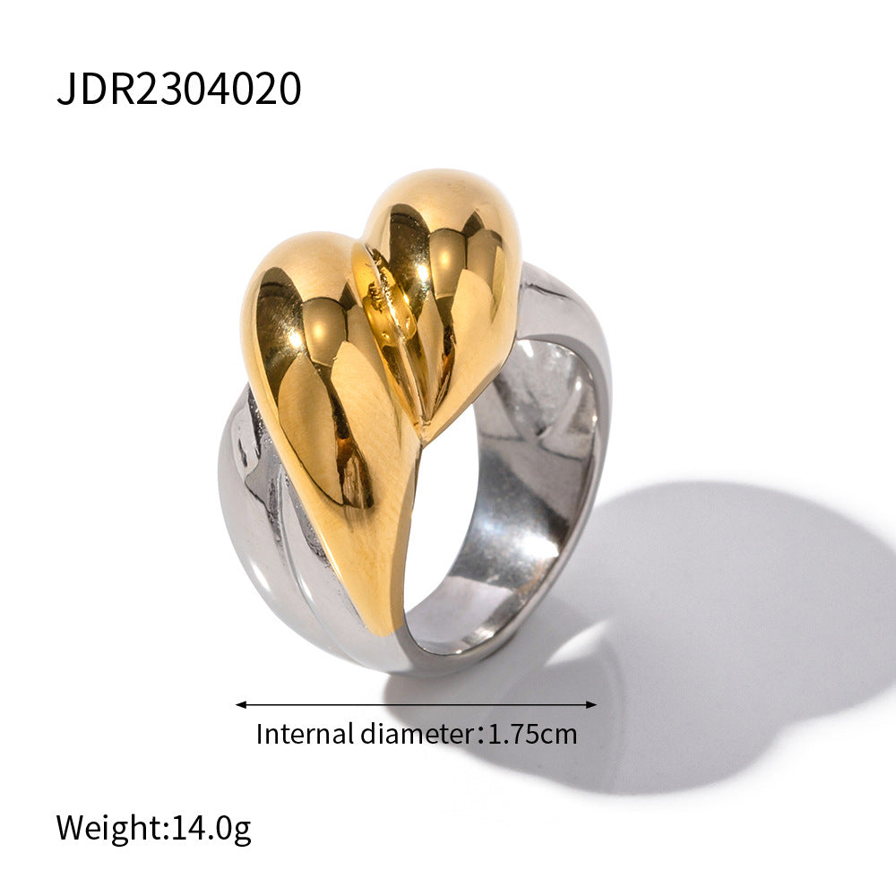 5pcs 18K Gold Stainless Steel Gold And Silver Matching Thread Ring Fashion Does Not Fade Jewelry