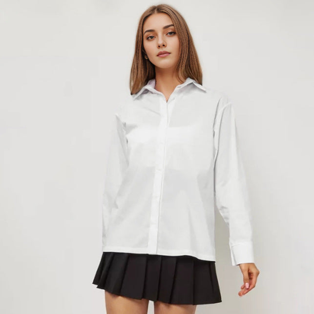 White Lapel Loose Single Breasted Temperament Shirt Wildberries Spring Summer Fashion Women