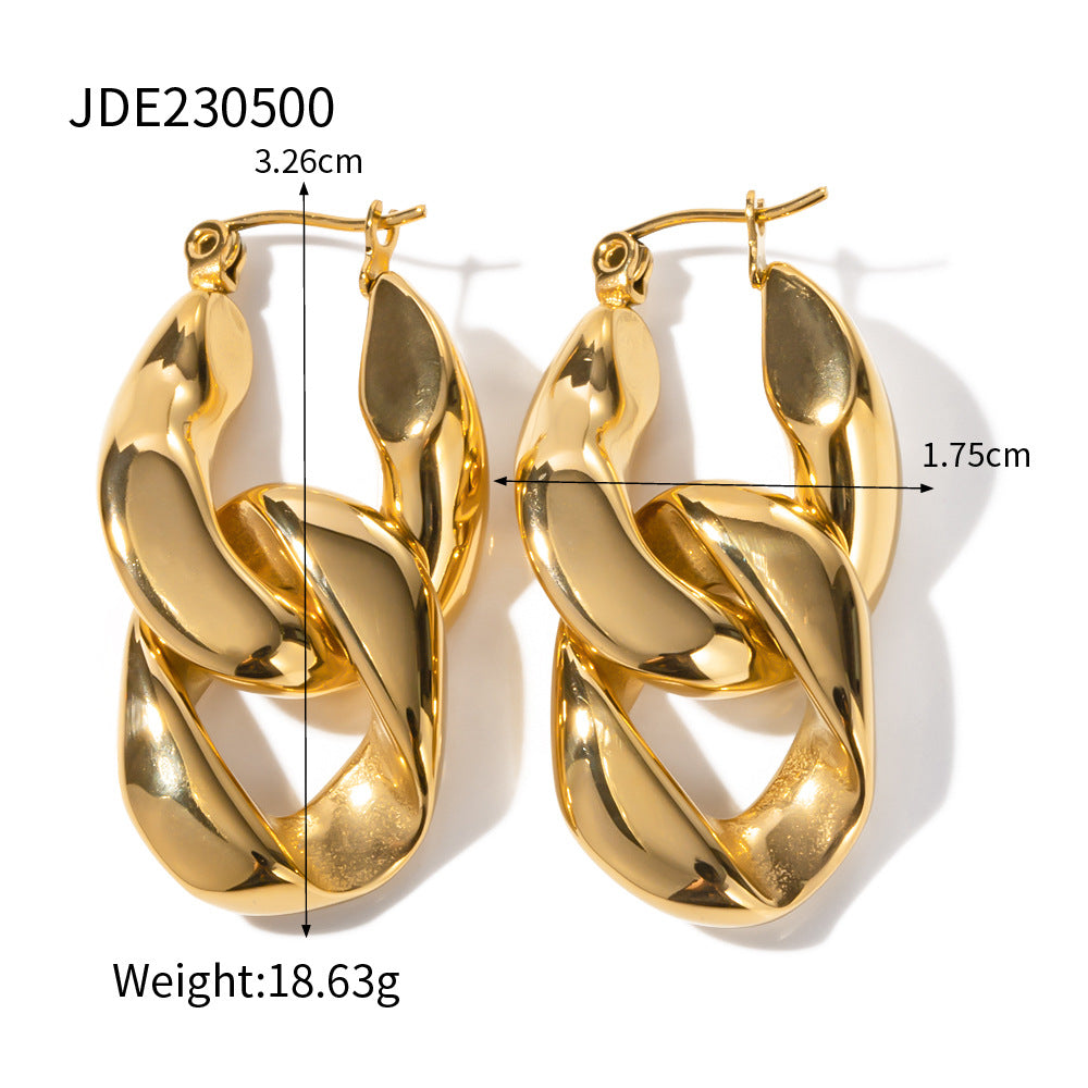 5pcs Titanium Steel Earrings 18K Gold Stainless Steel Exaggerated Chain Earrings Female Earrings Do Not Fade Jewelry