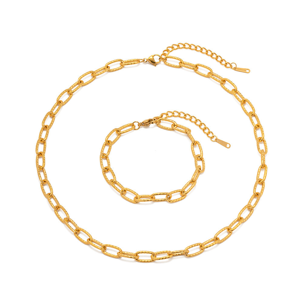 5pcs 18K Gold Stainless Steel Thread Chain Long Bracelet Do Not Fade Bracelet Accessories