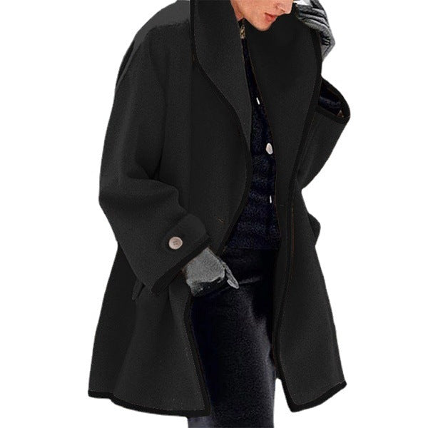 Autumn And Winter Woolen Women's Coat Woolen Contrast Coat