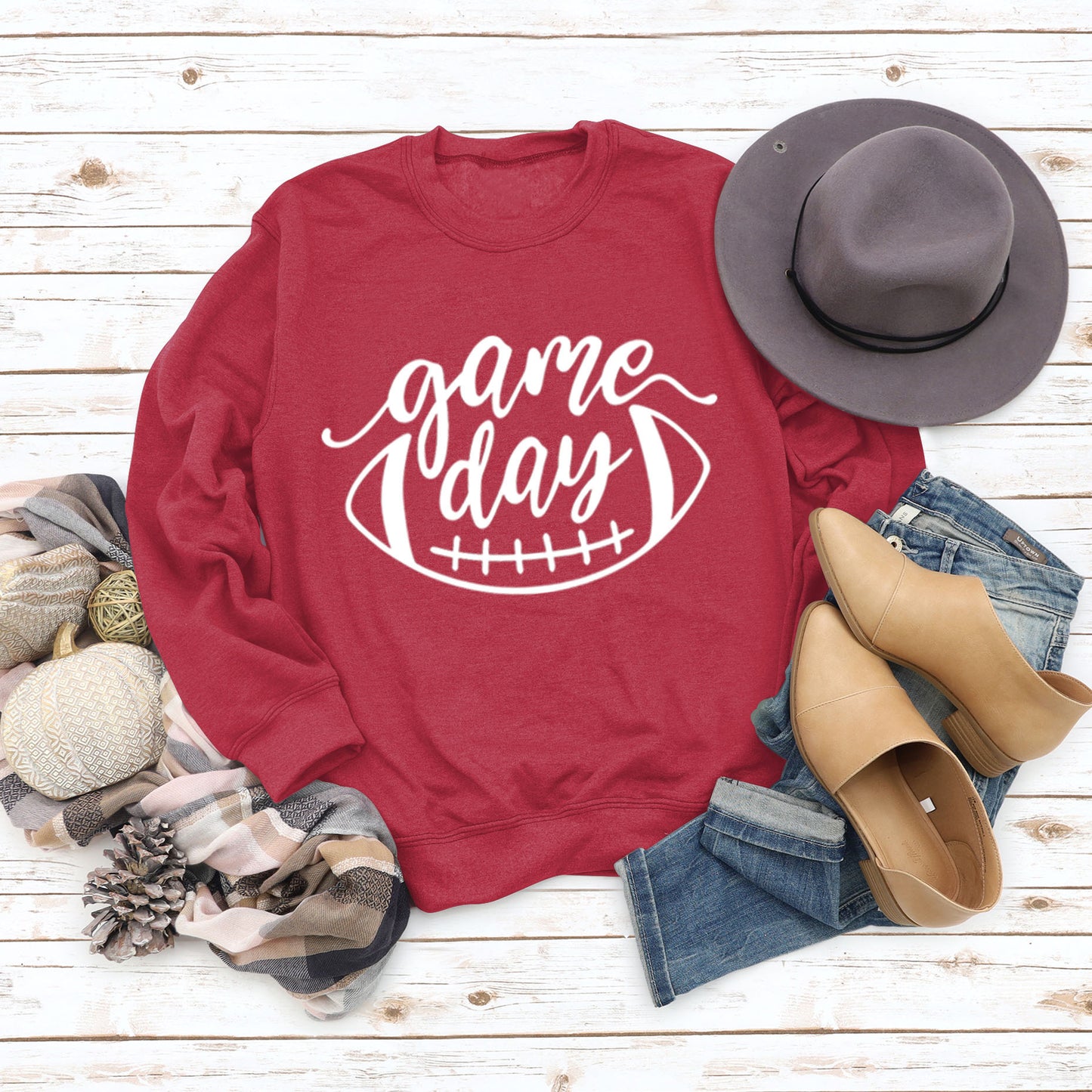 Game Day Baseball Letter-Loose Women's Crew-Neck Fall/Winter Long-Sleeved Shirt Plus Size Hoodie