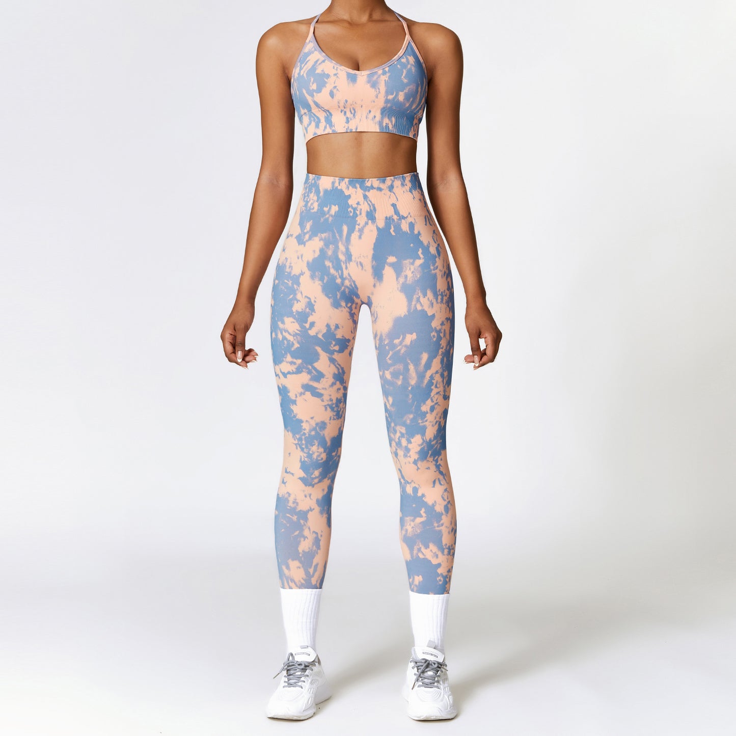 Camouflage Print Seamless Yoga Suit Quick Dry High Waist Running Fitness Tight Sports Suit