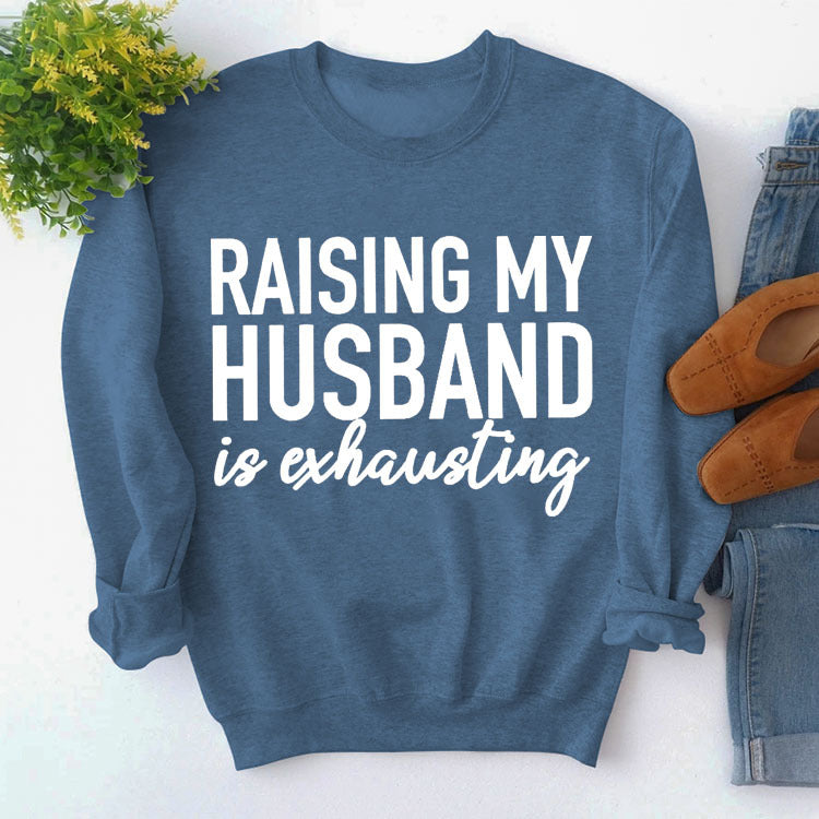 Turtleneck Top With Long Sleeves Raising My Husband's Printed Loose Hoodie