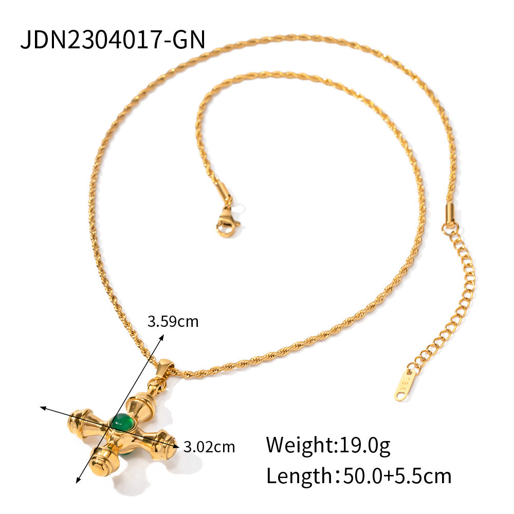 5 pcs Popular Necklace 18K Gold Plated Stainless Steel Cross Combination Pendant Necklace For Women