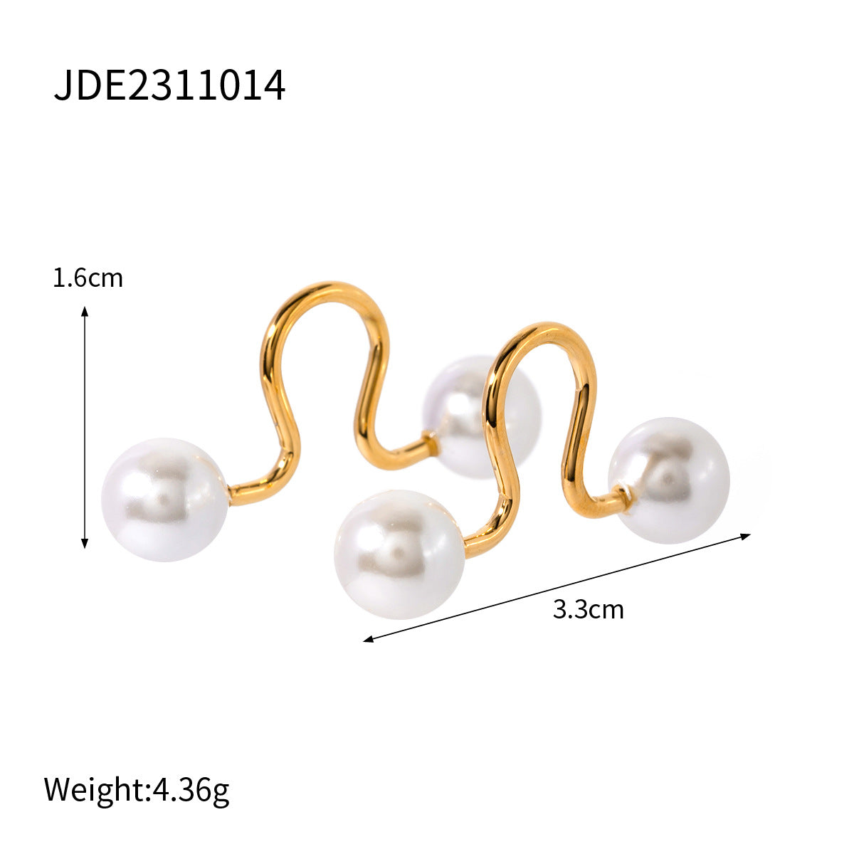 5pcs 18K Gold Stainless Steel Shell Bead Ear Clip Does Not Fade Color Jewelry Symmetrical Simple New Ear Clip