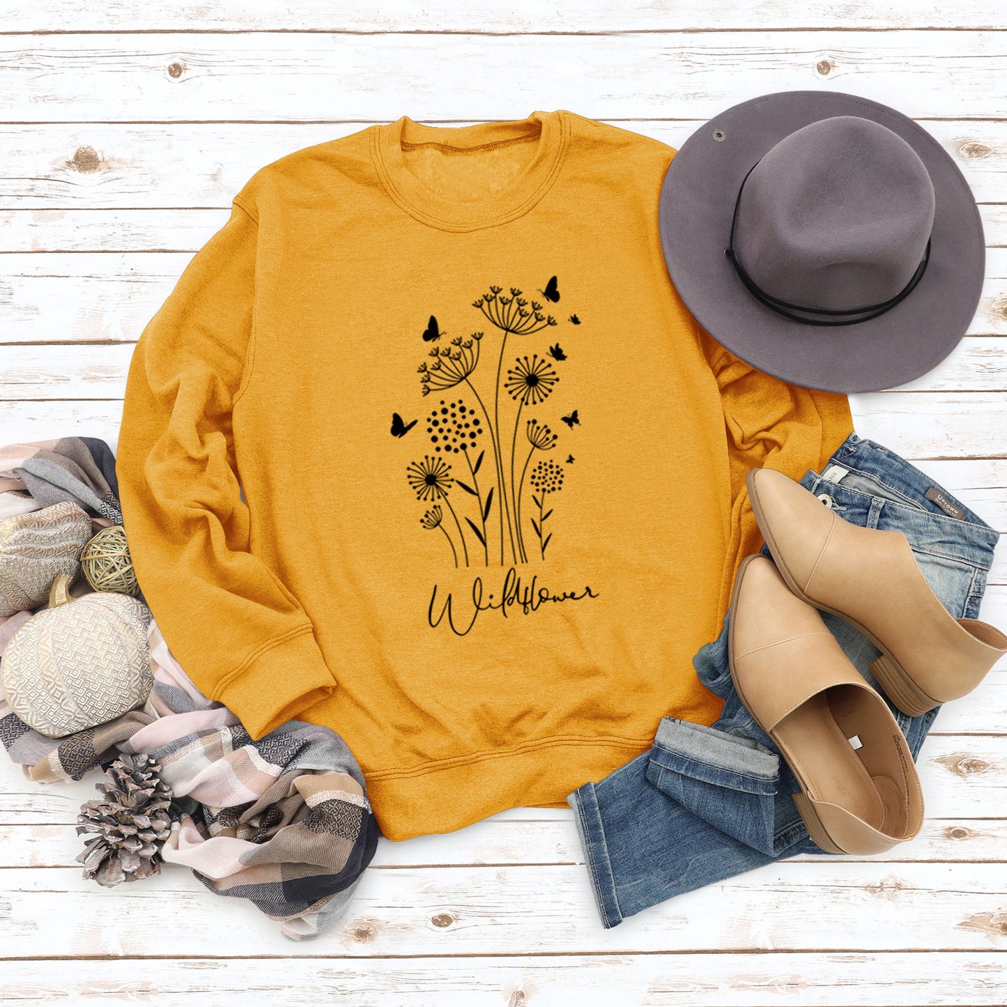 Wildflower Butterfly Letter Print Loose Casual Fall/Winter Long Sleeve Ebay Plus Size Hoodie