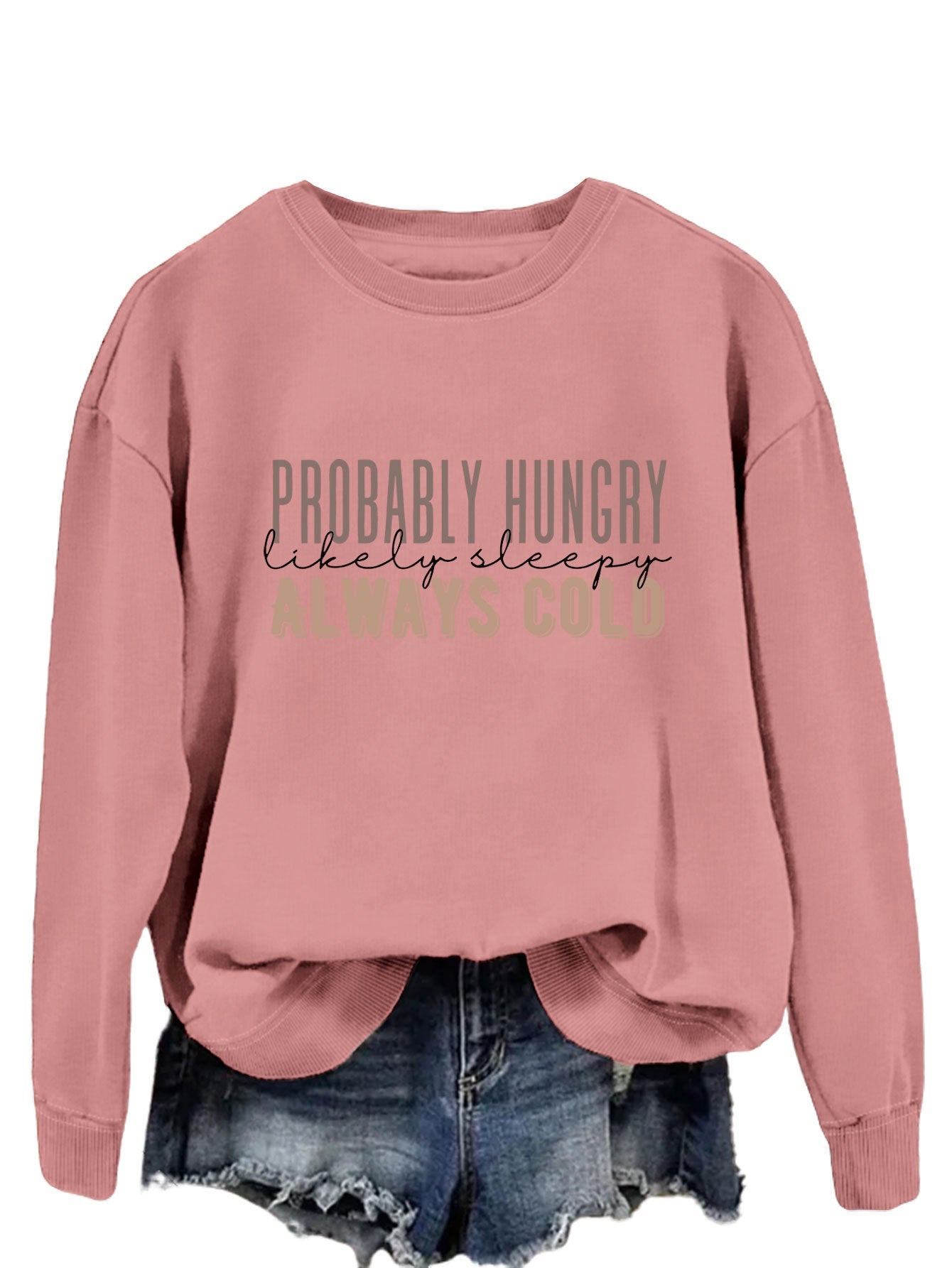 Trendy Tops Are Probably Hungry For Fun Printed Long-Sleeved Hoodies