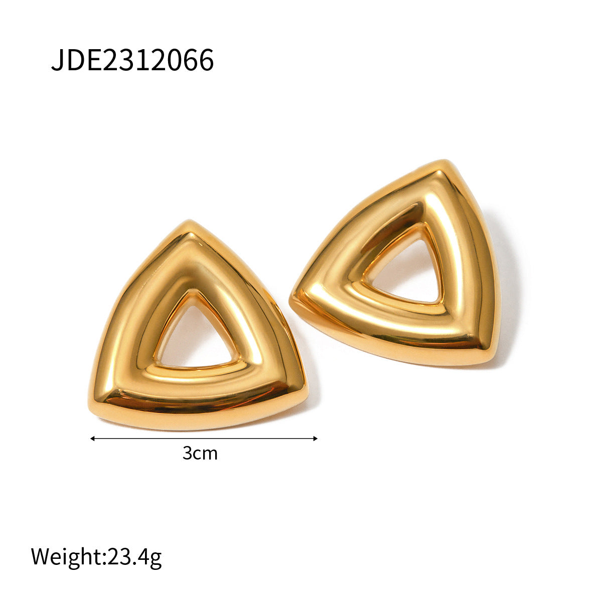 5pcs Stylish 18K Gold Stainless Steel Triangle Hollow Earrings Minimalist Style Simple Studs Earrings For Women