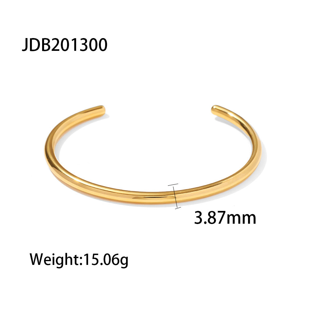 5pcs Niche Design 18K Gold-Plated Titanium Steel Bracelet Women's Fashion All-Match Stainless Steel Opening Bracelet